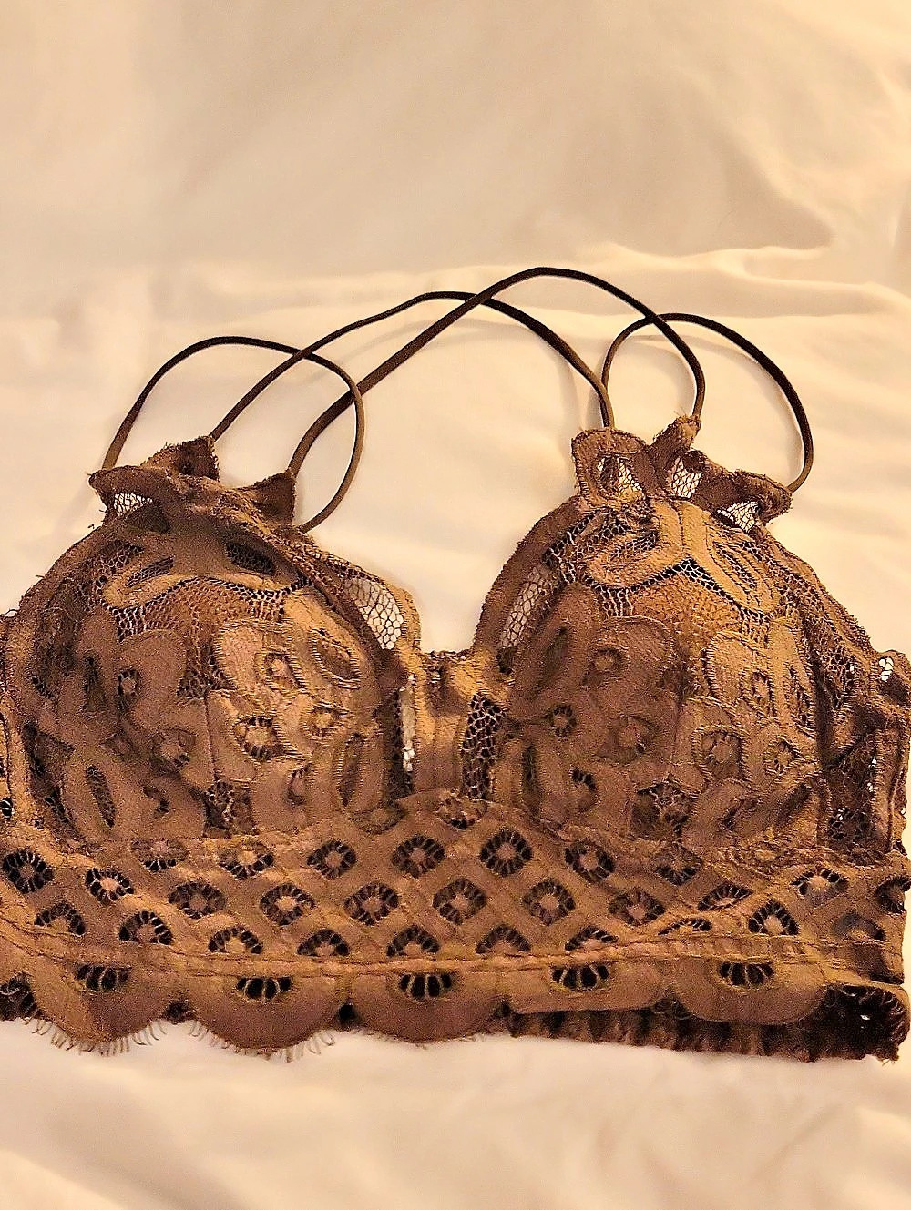 Zenana Longline Bralette Brown Floral Lace Bra